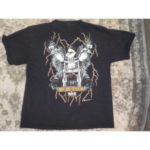 Popeye Cycle Club "Rock Will Never Die" Biker T-Shirt Men's Size Medium Black